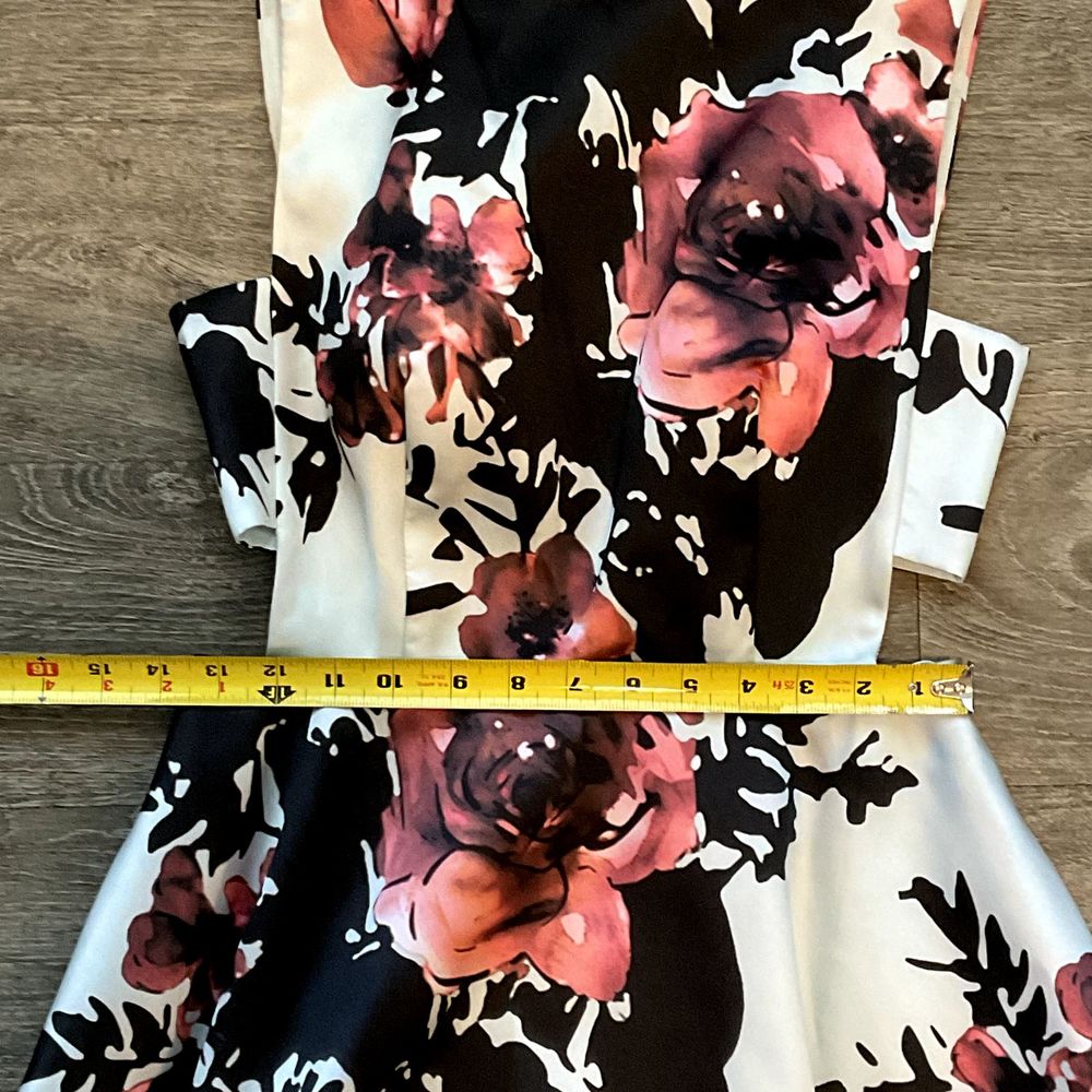 Betsy & Adam Mint Floral Ball Gown with Pink and Black Blooms - Picture 14 of 15